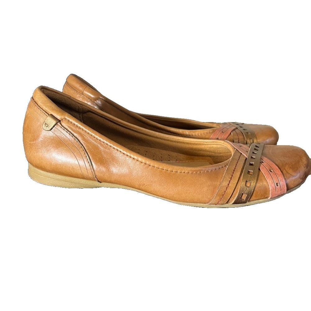Neutral Leather Ballet Flat 10N Western Boho Indie Festival Country Metallic 90s